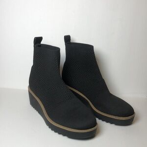 Bandolino Reissa Black Woven Sock Wedge Booties